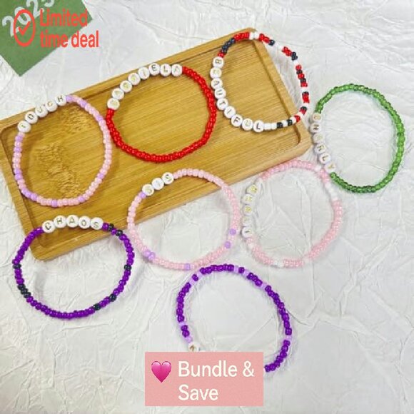 8PCS Stretch Beaded Bracelets Set, Concert Inspired, Elastic Fit - Picture 5 of 8